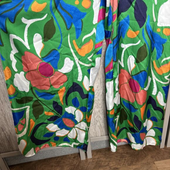 Zara Jumpsuit Size L Wide Leg Satin Open Back Knotted Straps Printed NWT - Picture 3 of 11